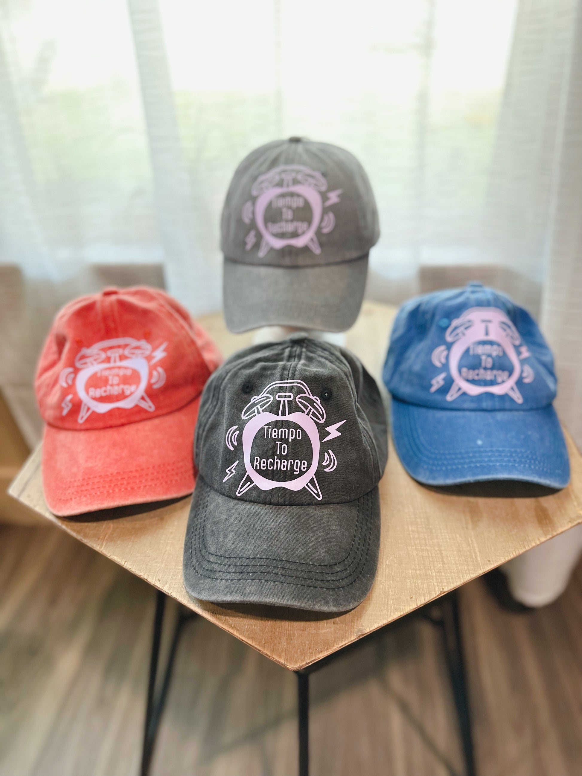 Collection Of All " Tiempo To Recharge" Dad Hats. 